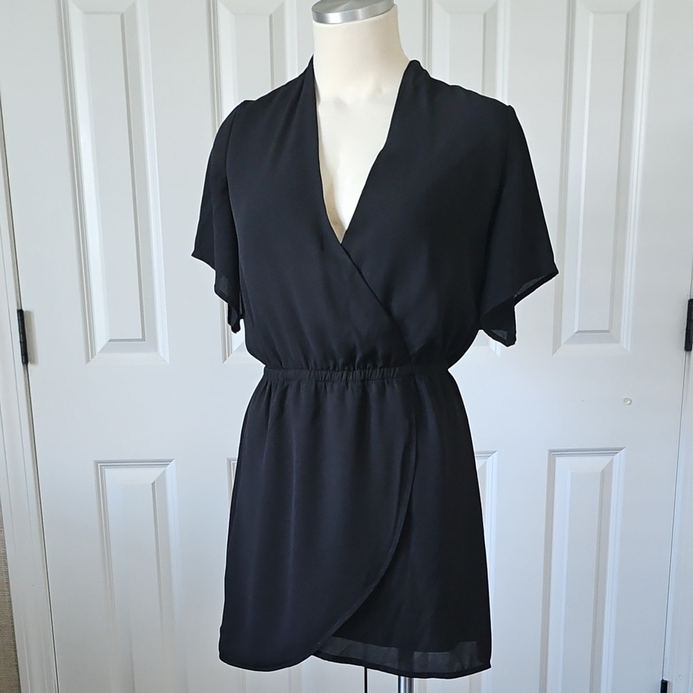 TOBI Black Faux Wrap Mini Dress Size S